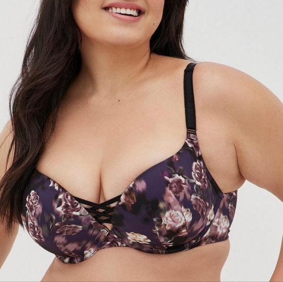Torrid Floral Plunge Smooth 360 Back Smoothing Bra 46DD - Picture 2 of 7